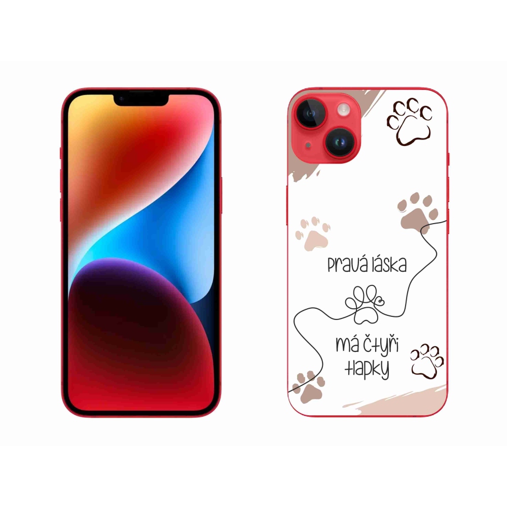 Gelový kryt mmCase na iPhone 14 Plus - psí motiv 1 bílé pozadí