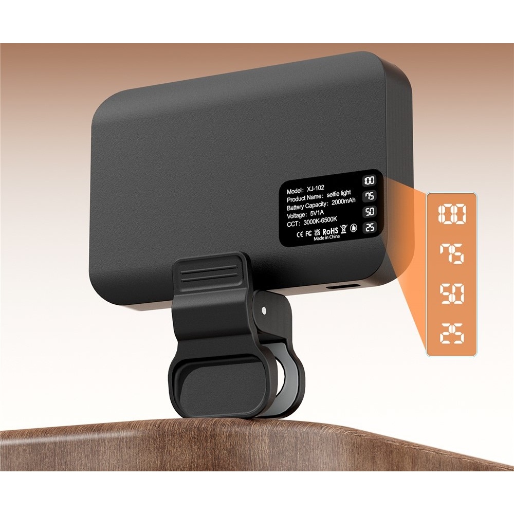 LED přisvětlovací světlo na mobil s klipem - černé