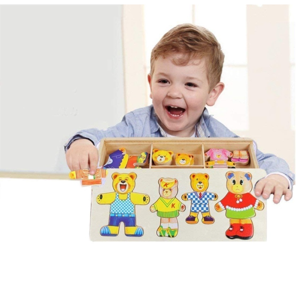 Dřevěná skládačka s medvídky (72 dílků)