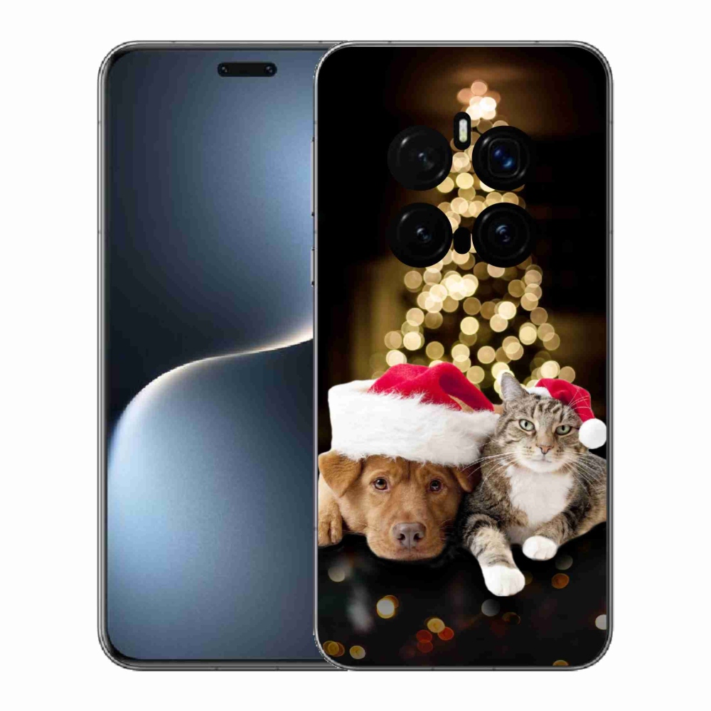 Gelový kryt mmCase na Honor Magic 7 Pro 5G - vánoční pes a kočka
