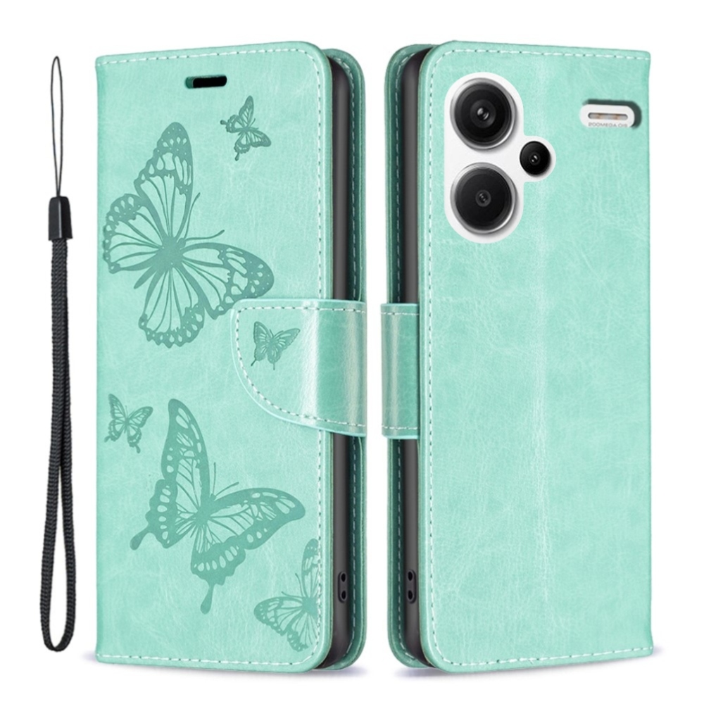 Butterfly knížkové pouzdro na Xiaomi Redmi Note 13 Pro+ 5G - modrozelené