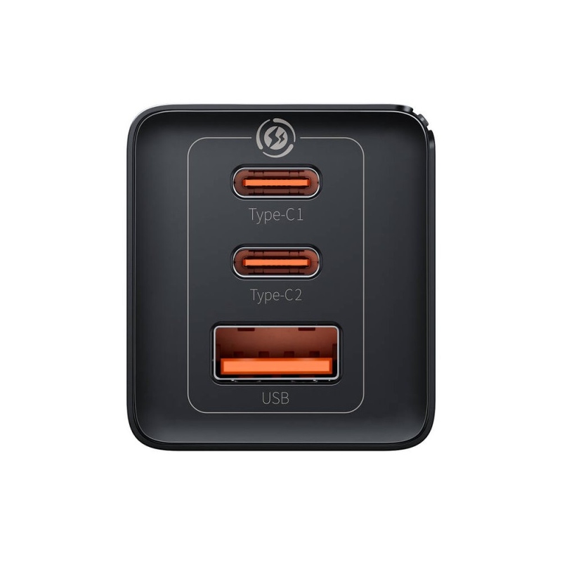 Baseus CCGP120201 GaN5 Pro Quick Nabíječka USB-A + 2x USB-C 65W Black