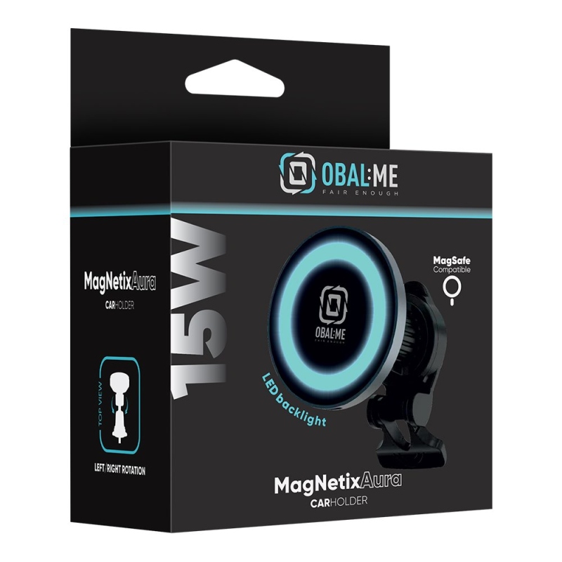 OBAL:ME MagNetix Aura Bezdrátový Nabíjecí Držák do Auta 15W Black