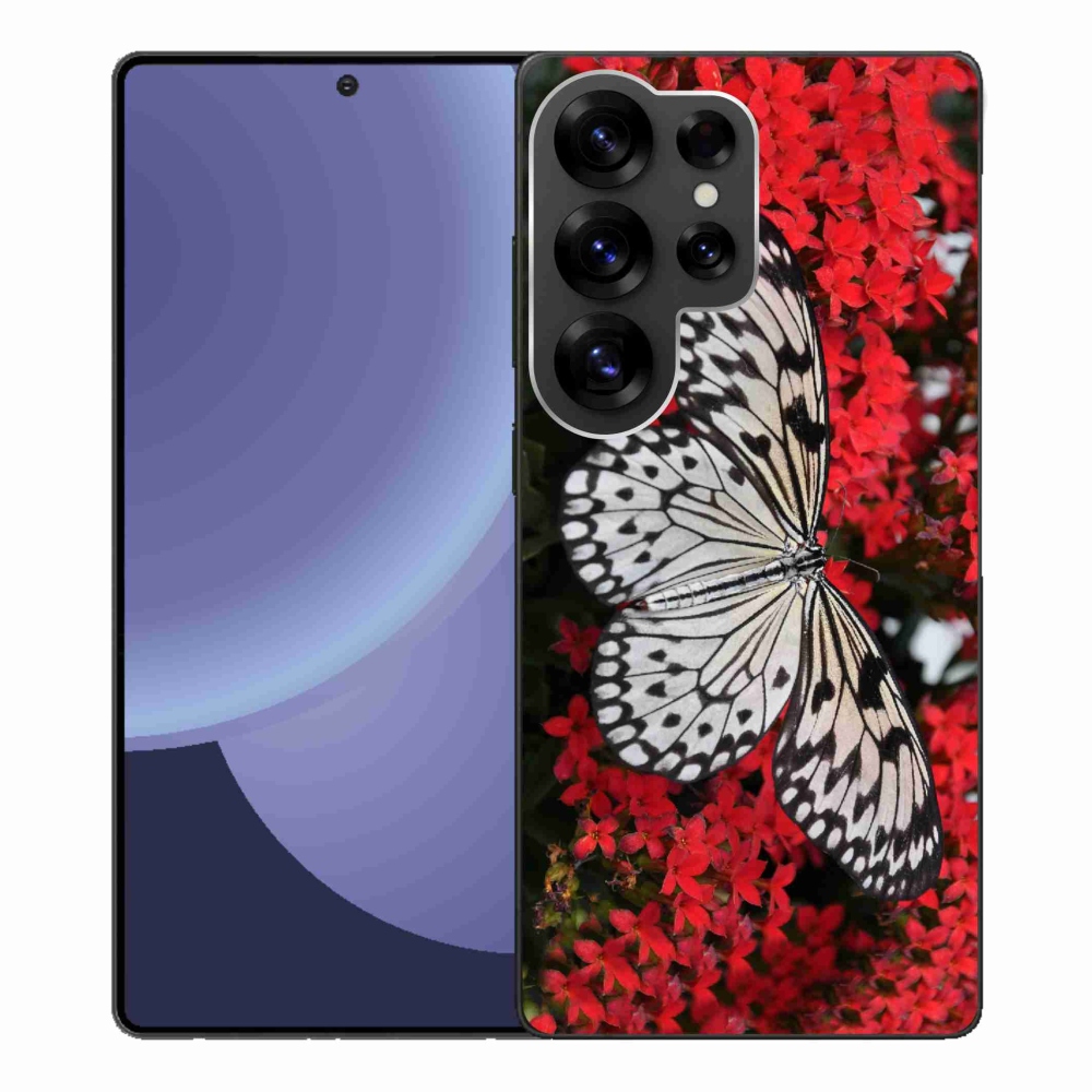 Gelový kryt mmCase na Samsung Galaxy S25 Ultra - černobílý motýl 1