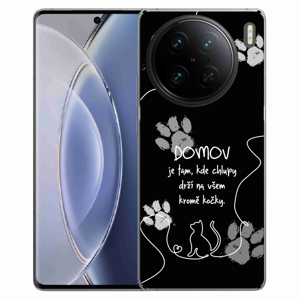 Gelový kryt mmCase na Vivo X90 Pro - kočičí motiv černé pozadí