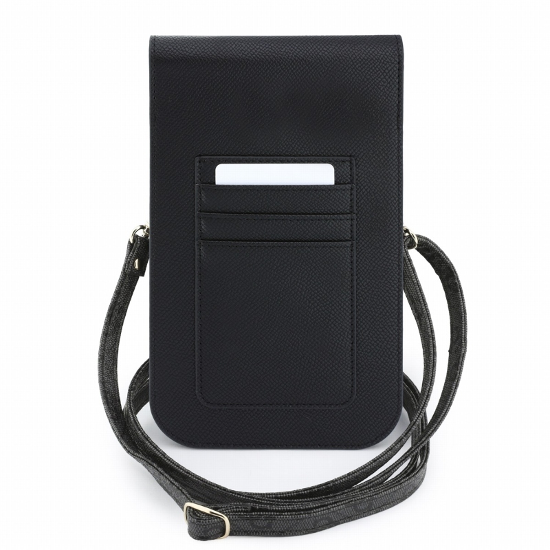 Guess PU Leather+Grained 4G Metal Logo Taška na Telefon Black
