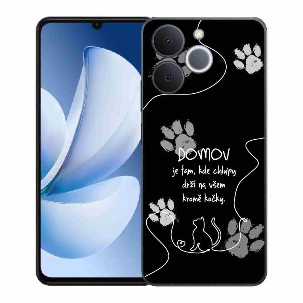 Gelový kryt mmCase na Realme Note 70T - kočičí motiv černé pozadí