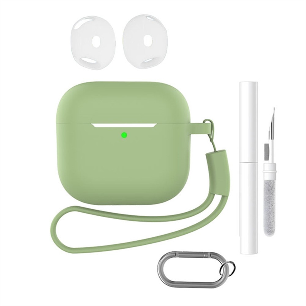 Set silikonový obal na Apple AirPods 4 s čistící sadou - světlezelený