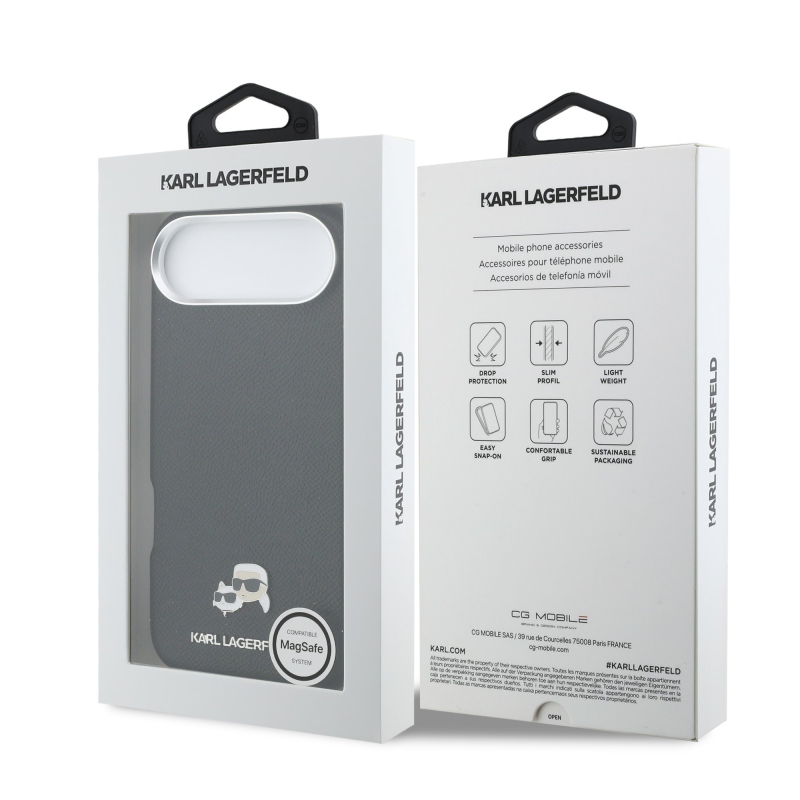 Karl Lagerfeld PU Karl and Choupette Heads Pins MagSafe Zadní Kryt pro iPhone Air Black