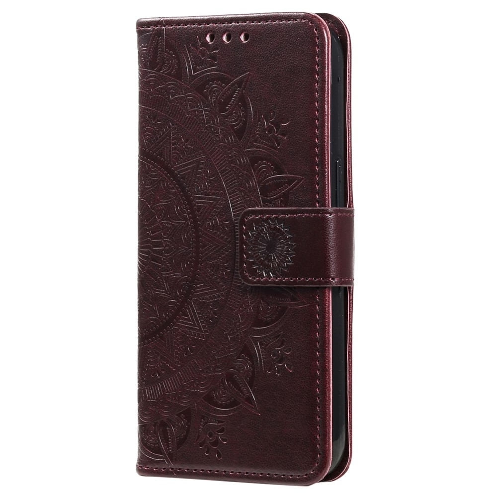 Mandala knížkové pouzdro na Xiaomi Redmi Note 14 - hnědé