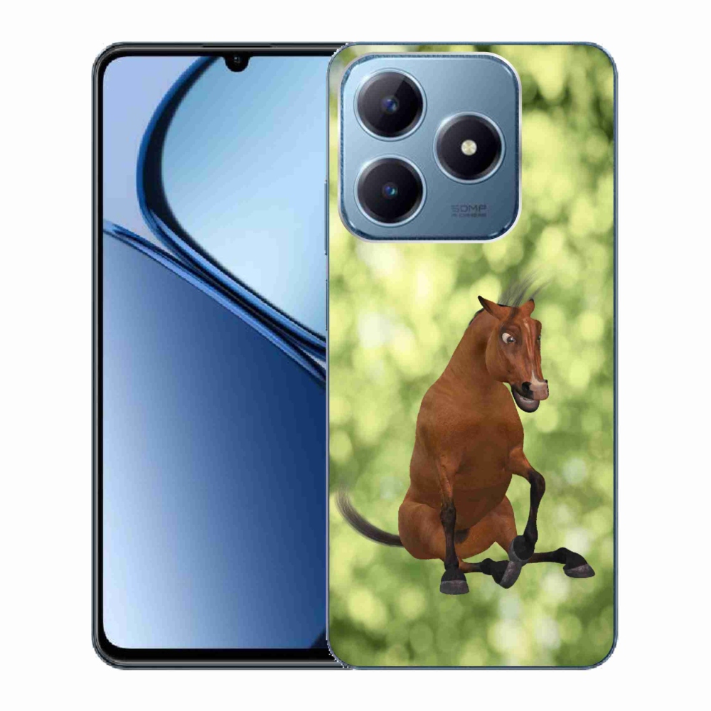 Gelový kryt mmCase na Realme C63 - hnědý kreslený kůň 1