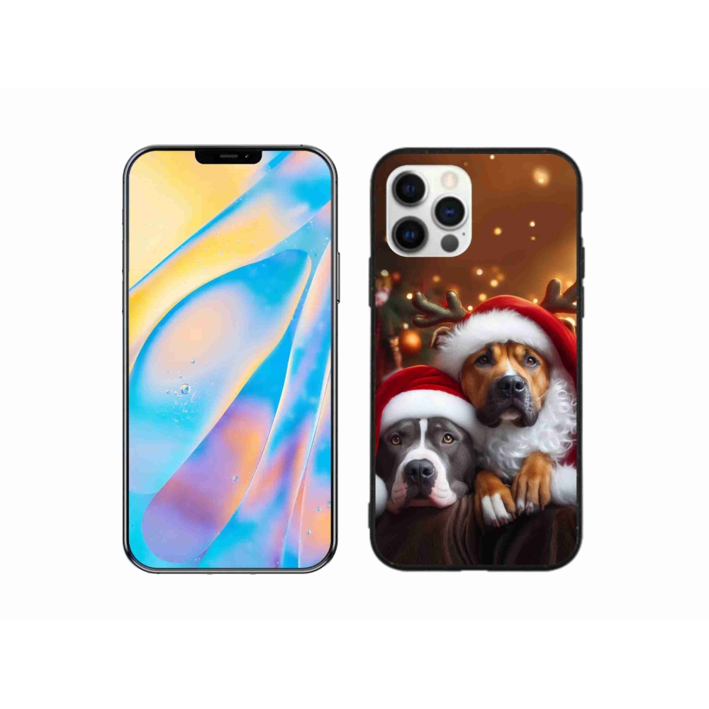 Gelový kryt mmCase na iPhone 12 Pro - vánoční psi