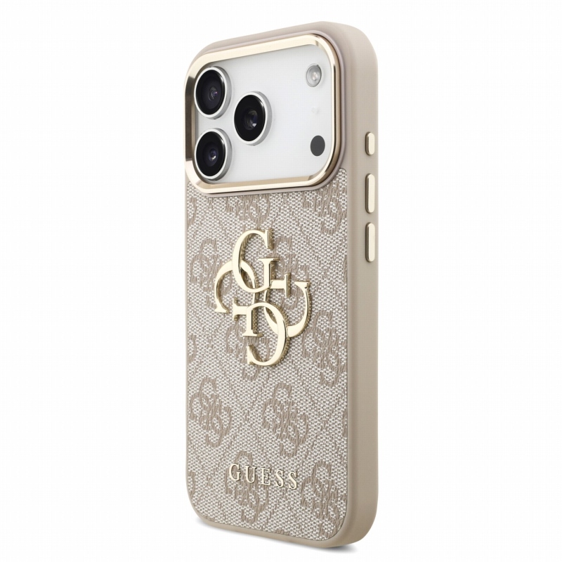 Guess PU 4G Metal Logo Strap Zadní Kryt pro iPhone 18 Pro Pink