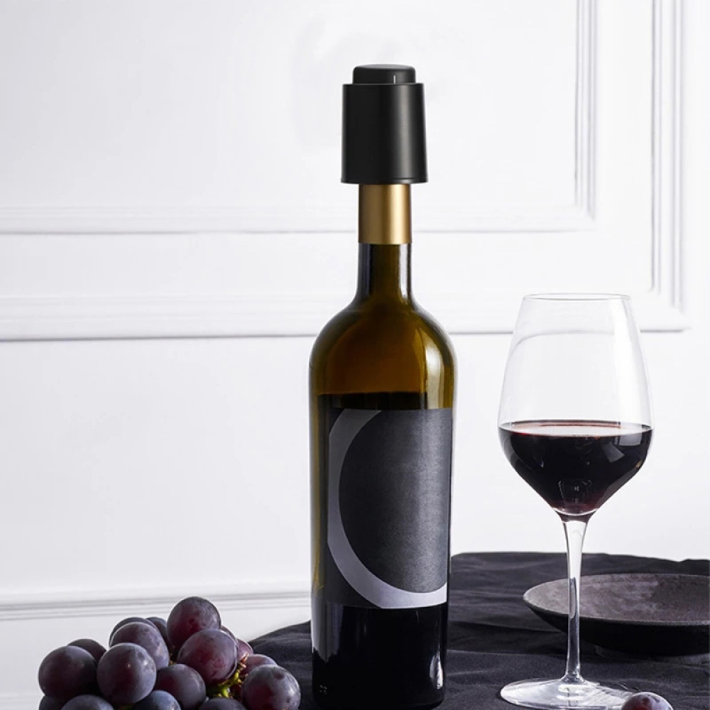 Uzávěr na víno a prosecco s ukazatelem data – černý