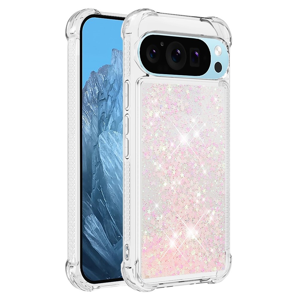 Glitter přesýpací gelový obal na Google Pixel 10 Pro/Pixel 10 - růžový/hvězdičky