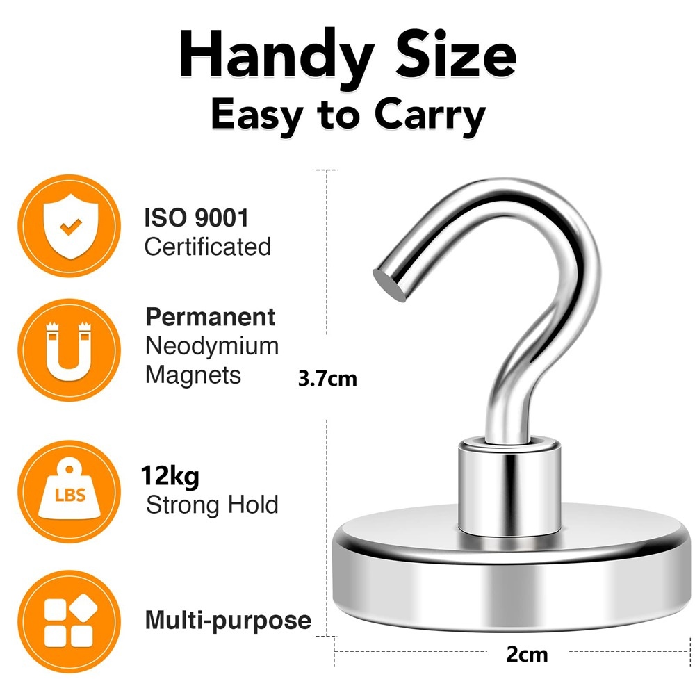 Závěsný ocelový magnetický háček s nosností 12 kg