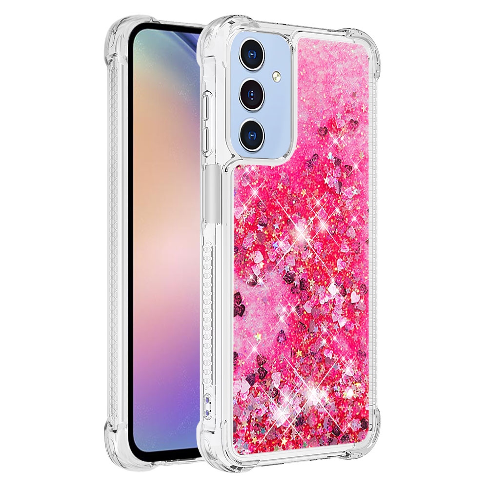 Glitter přesýpací gelový obal na Samsung Galaxy A17 5G - růžový/srdíčka