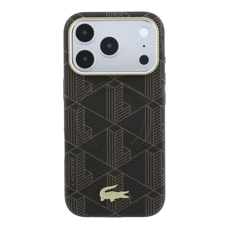 Lacoste PVC Semi Wrap Blend Embossed MagSafe Zadní Kryt pro iPhone 18 Pro Brown