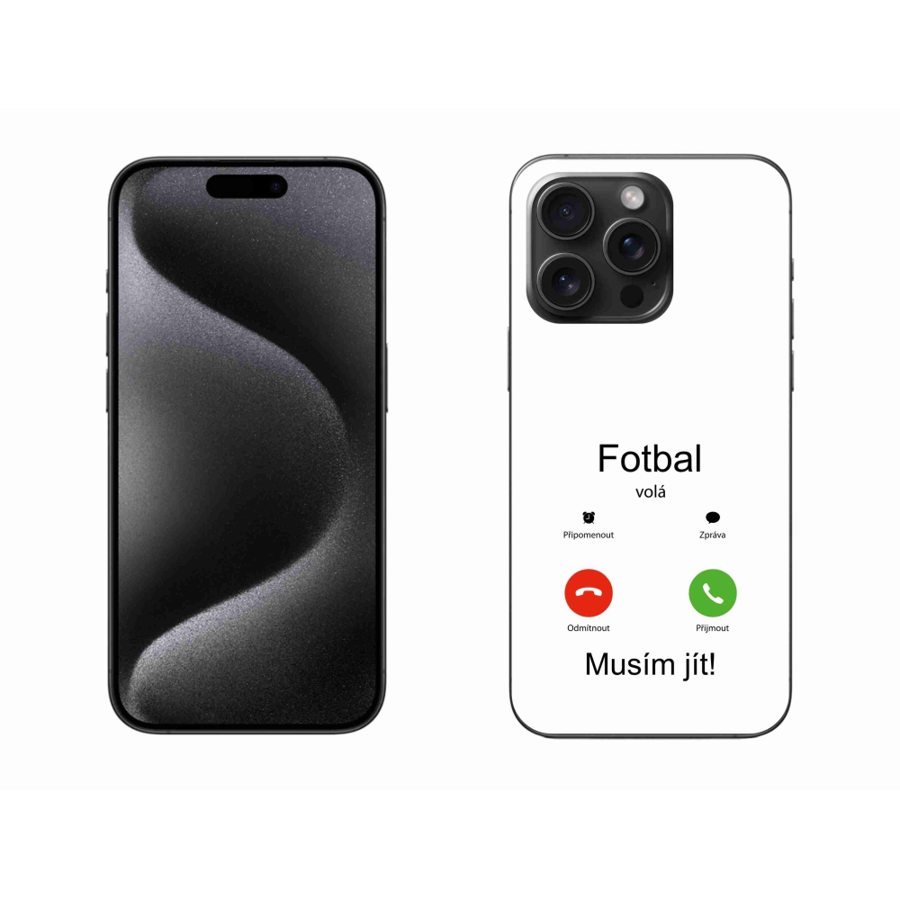 Gelový kryt mmCase na iPhone 15 Pro Max - fotbal volá bílé pozadí