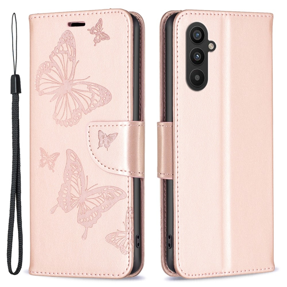 Butterfly knížkové pouzdro na Samsung Galaxy A25 5G - růžovozlaté