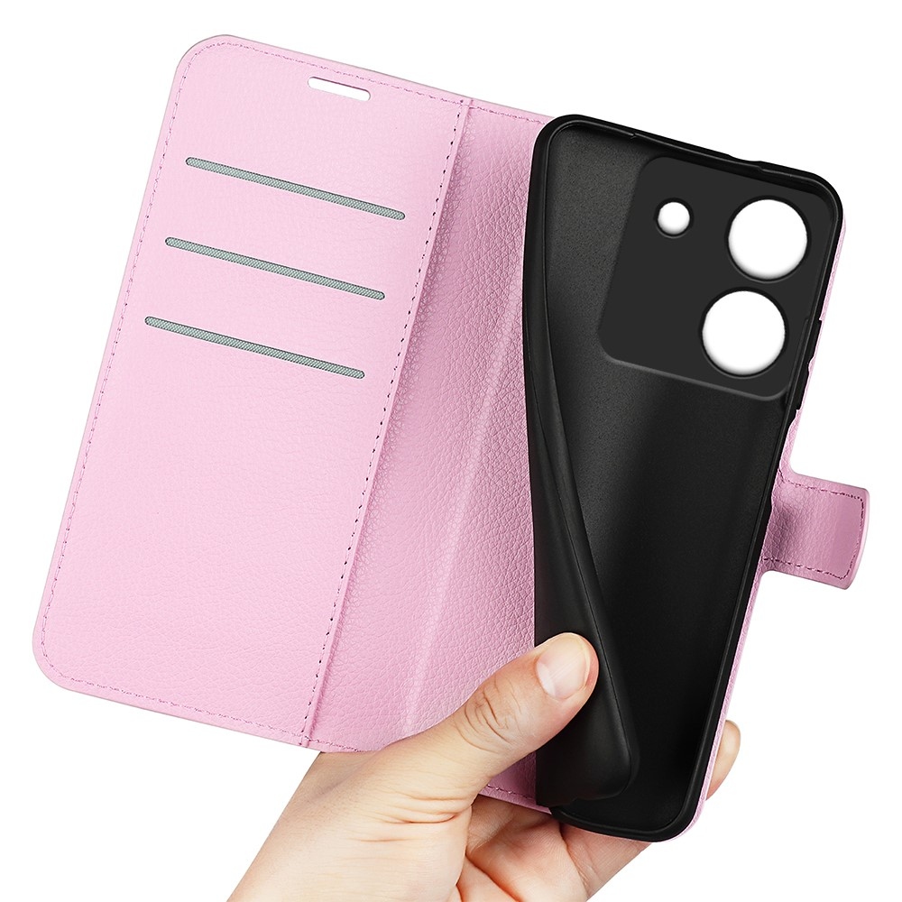 Litchi knížkové pouzdro na Xiaomi Poco M7 Pro 5G - růžové