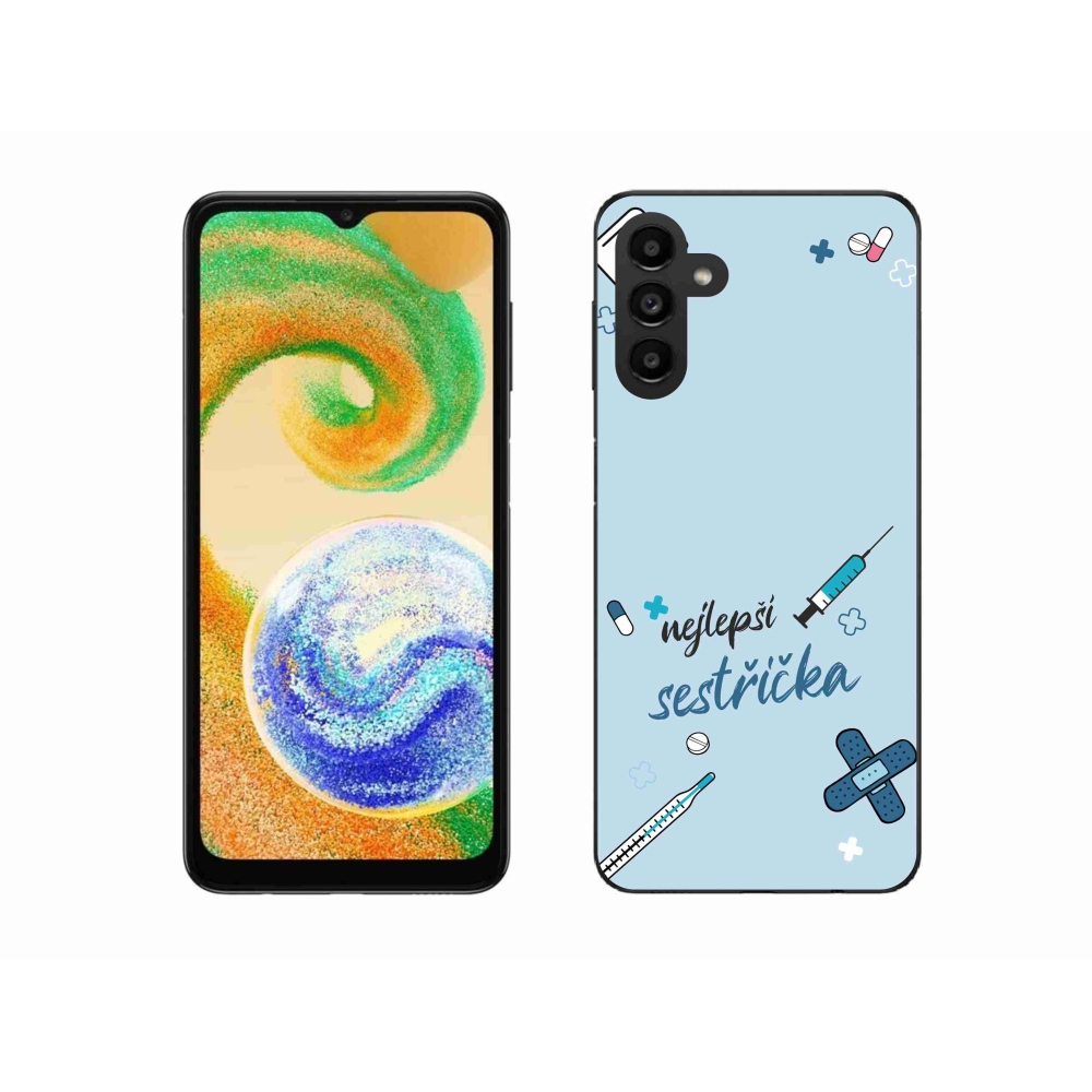 Gelový kryt mmCase na Samsung Galaxy A04s (164.7x76.7x9.1mm) - nejlepší sestřička modré pozadí