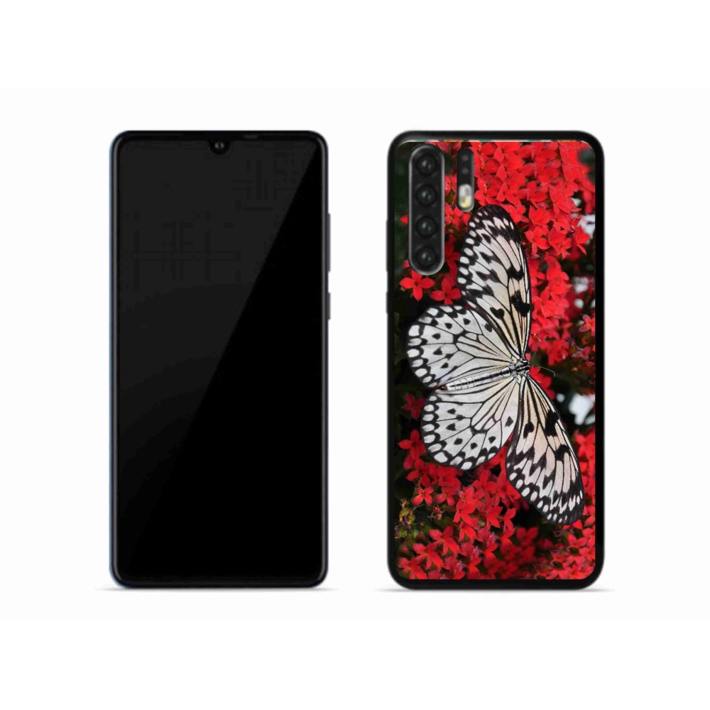 Gelový kryt mmCase na mobil Huawei P30 Pro - černobílý motýl 1