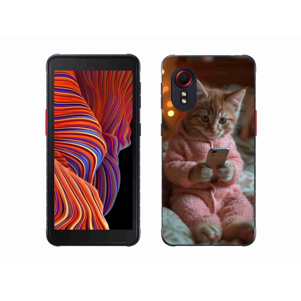 Gelový kryt mmCase na Samsung Galaxy Xcover 5 - kotě s mobilem