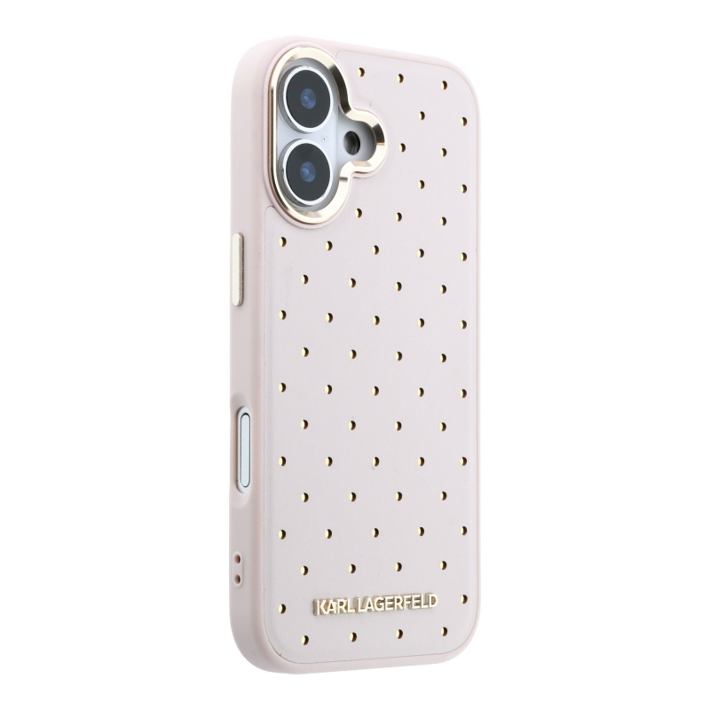 Karl Lagerfeld PU Perforated Gold Dots MagSafe Zadní Kryt pro iPhone 17 Pink