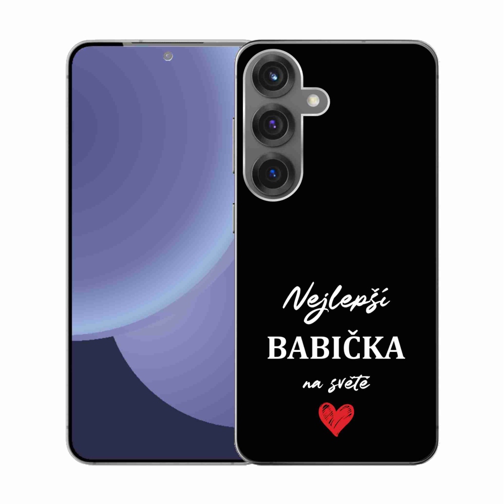Gelový kryt mmCase na Samsung Galaxy S25 - nejlepší babička 1 černé pozadí