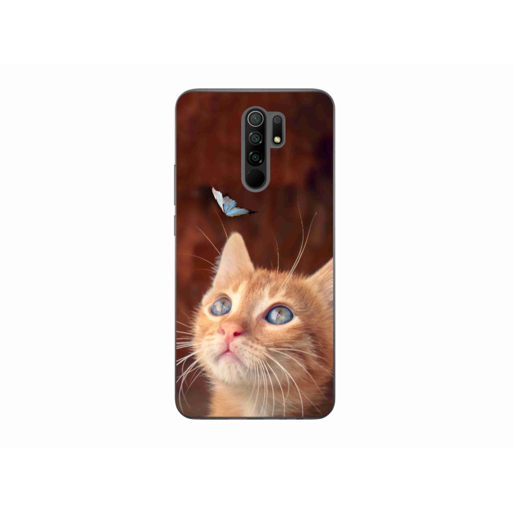 Gelový kryt mmCase na mobil Xiaomi Redmi 9 - motýl a kotě