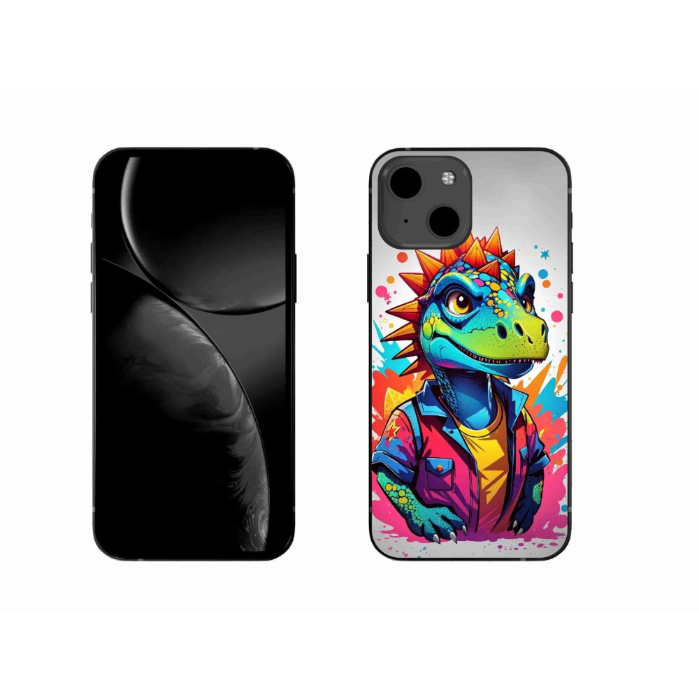 Gelový kryt mmCase na iPhone 13 - barevný dinosaurus