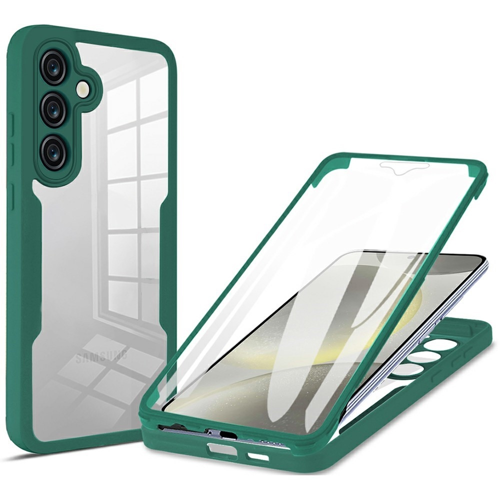 Acryl gelový obal s rámečkem pro ochranou displeje na Samsung Galaxy S25 FE - zelený