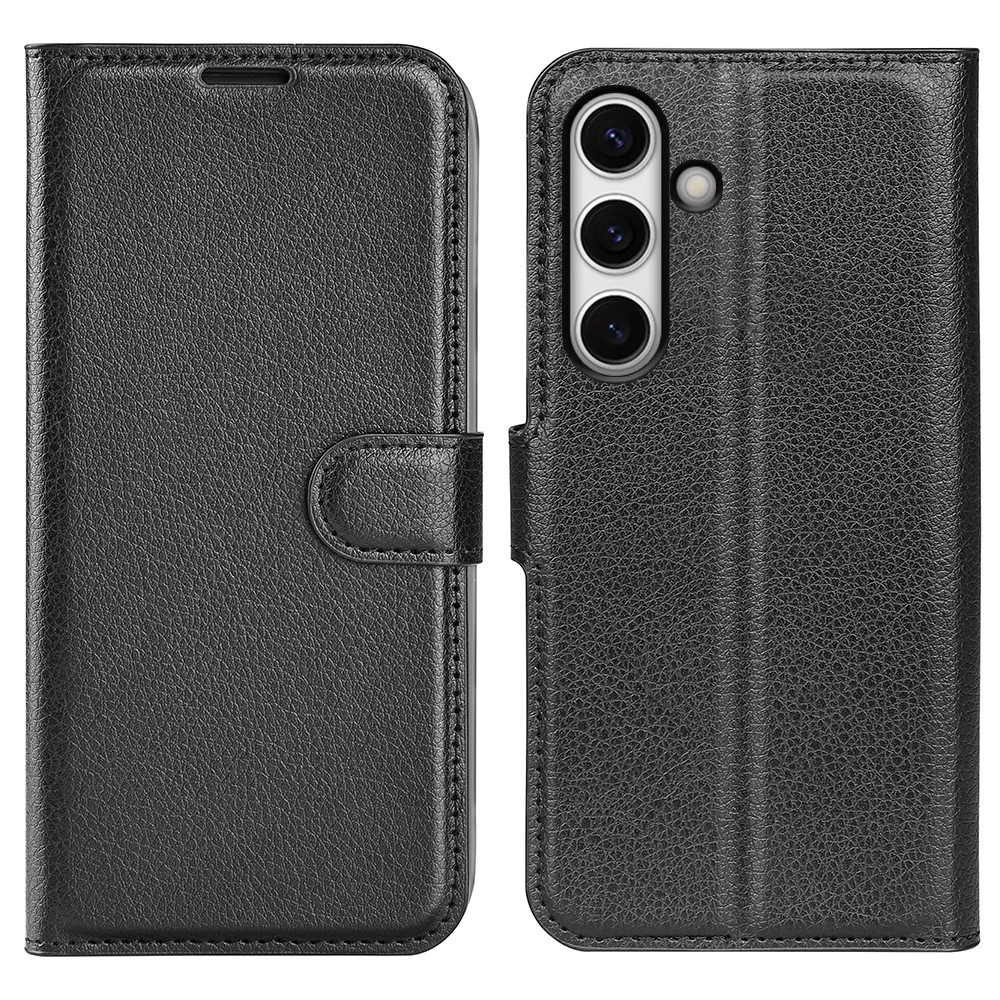 Litchi knížkové pouzdro na Samsung Galaxy S24 FE - černé