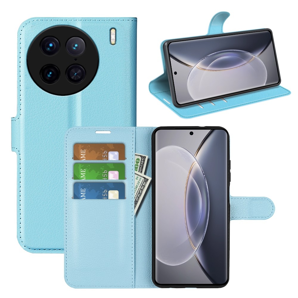 Litchi knížkové pouzdro na Vivo X90 Pro - modré