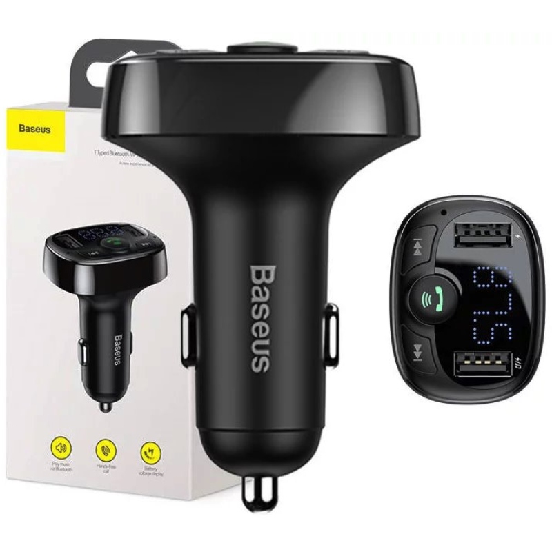 Baseus CCMT000001 S-09A 2x USB Nabíječka Do Auta a FM Transmitter Black