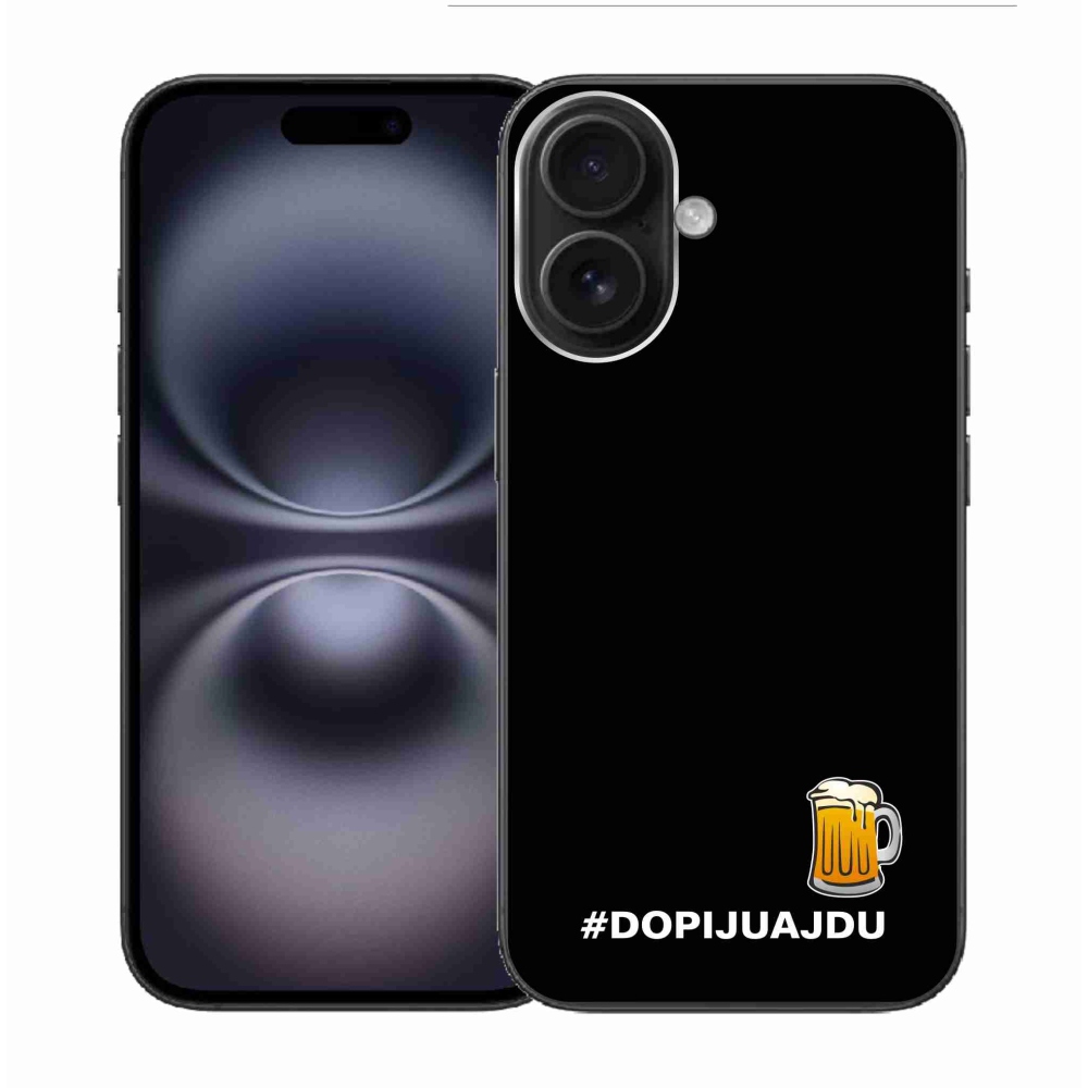Gelový kryt mmCase na iPhone 16 - pivní motiv 1 černé pozadí