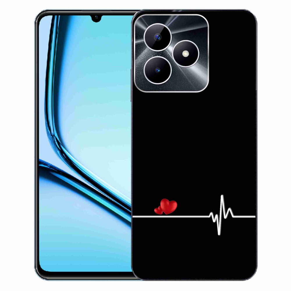 Gelový kryt mmCase na Realme Note 50 - srdce a tep černé pozadí