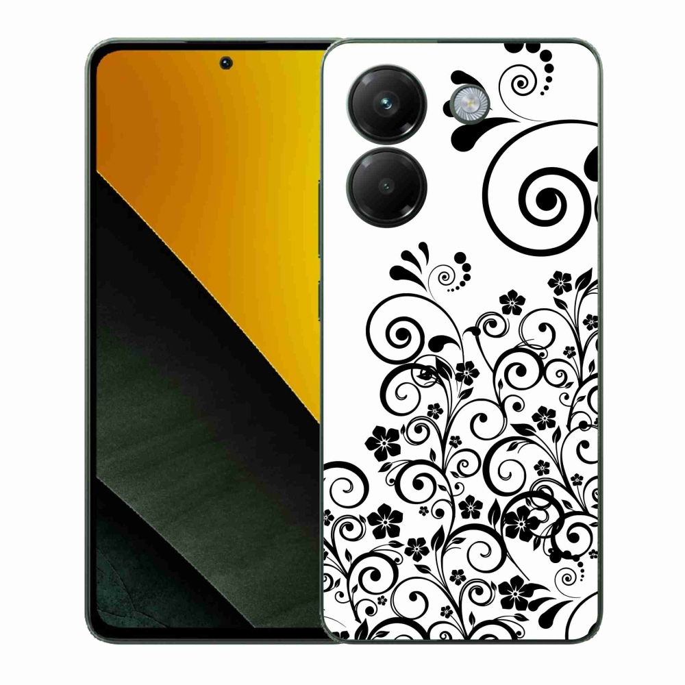 Gelový kryt mmCase na Xiaomi Poco M7 Pro 5G - černobílé květinové vzory