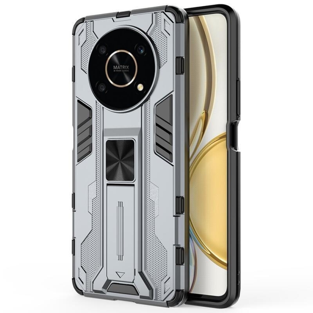 Shock odolný hybridní kryt s výklopným stojánkem na mobil Honor Magic 4 Lite 5G - šedý