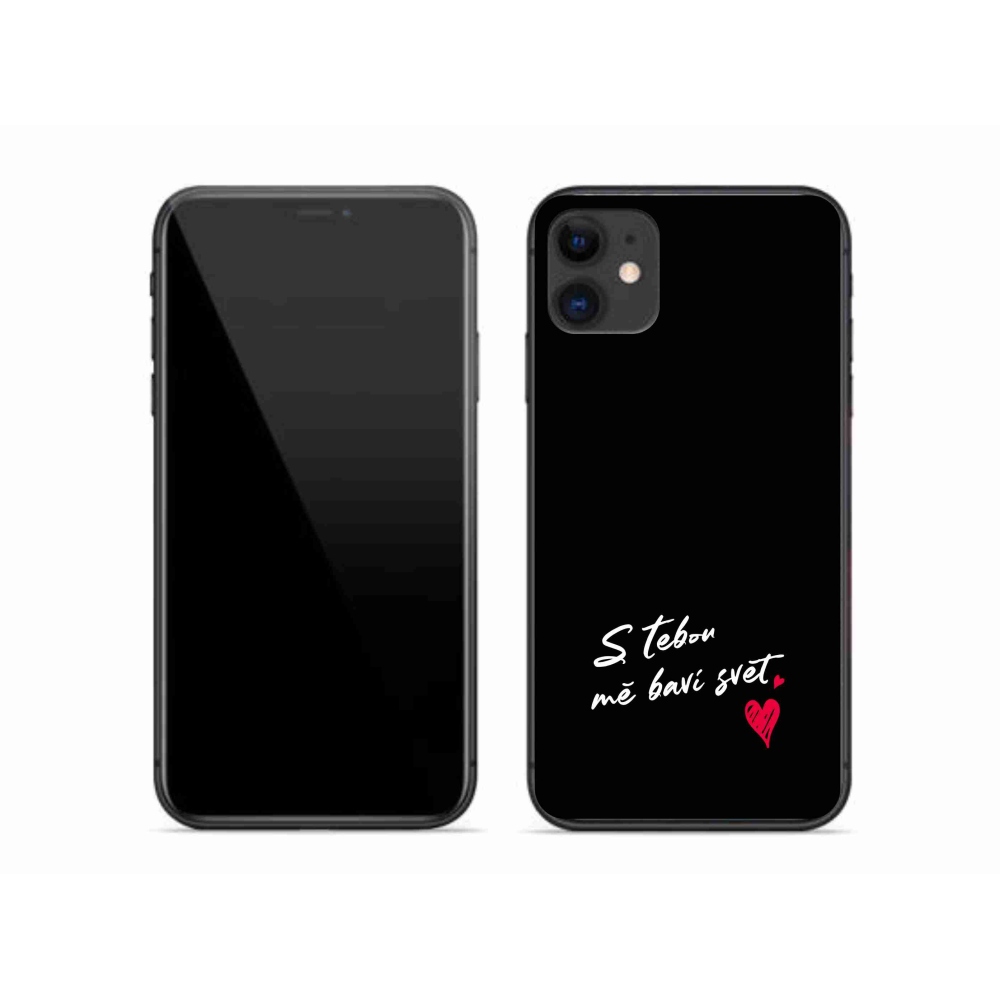 Gelový kryt mmCase na iPhone 11 - zamilovaný text 1 černé pozadí