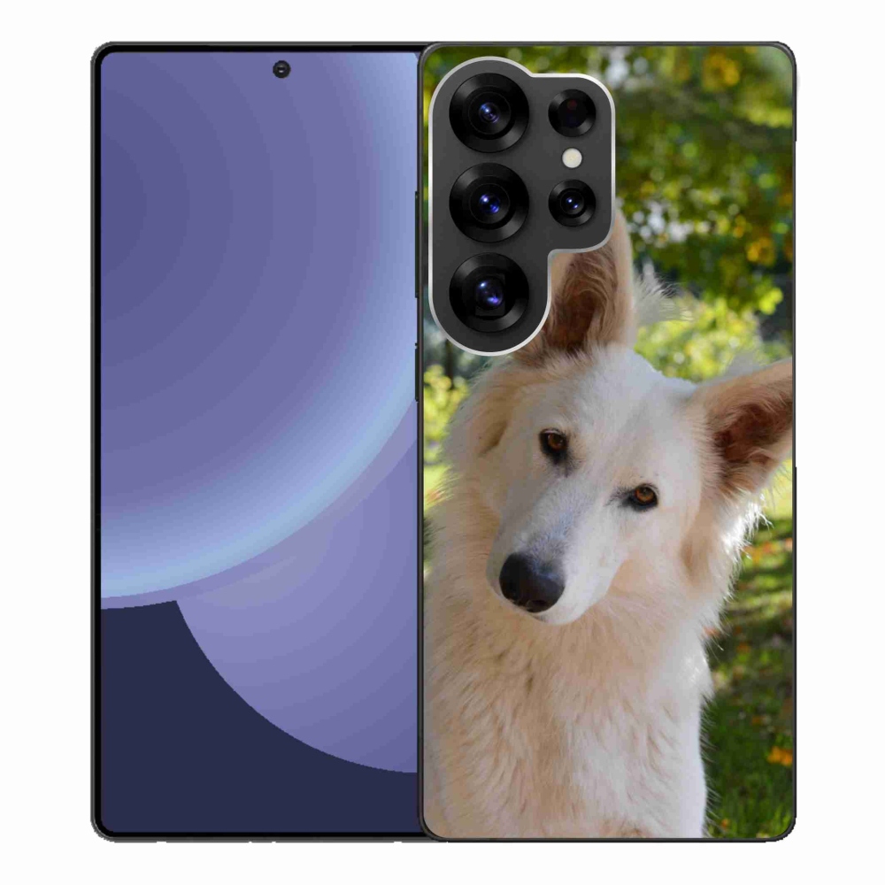 Gelový kryt mmCase na Samsung Galaxy S25 Ultra - bílý švýcarský ovčák 1