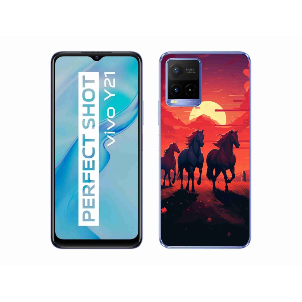 Gelový kryt mmCase na Vivo Y21/Y21s/Y33s - koně a západ slunce