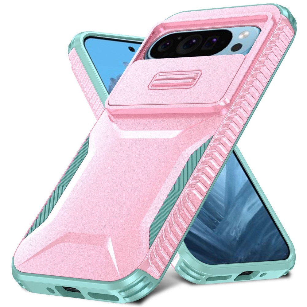 Lid odolný kryt na Google Pixel 9/9 Pro - růžový/modrozelený