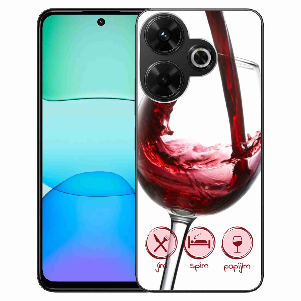 Gelový obal mmCase na Xiaomi Redmi 13 4G/Poco M6 4G - sklenička vína červené