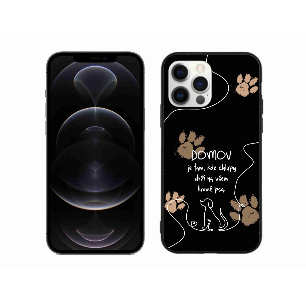 Gelový kryt mmCase na iPhone 12 Pro Max - psí motiv černé pozadí