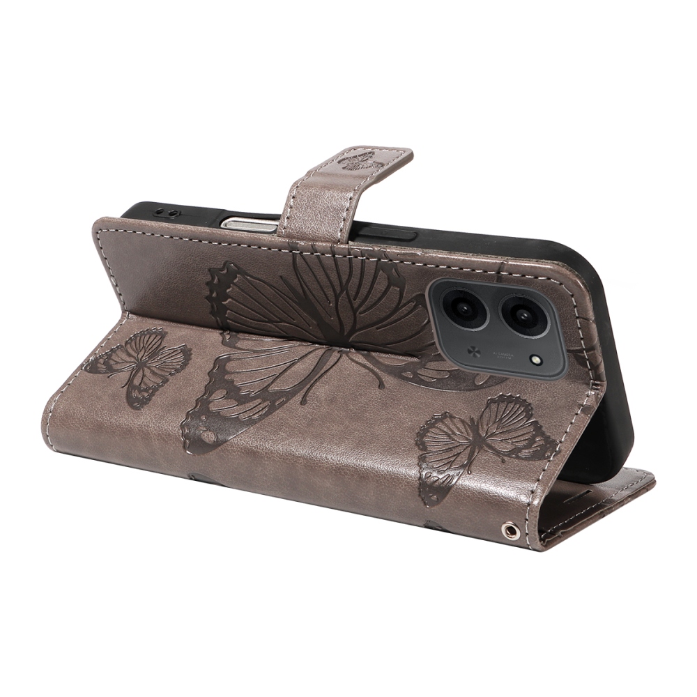 Big Butterfly knížkové pouzdro na Xiaomi Redmi 15C 4G/5G (173mm) - šedé