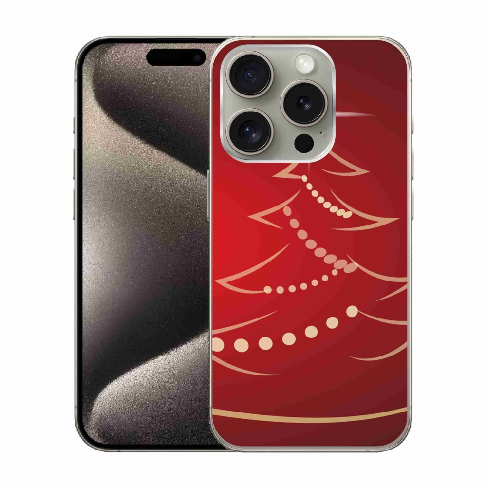 Gelový kryt mmCase na iPhone 15 Pro - kreslený vánoční stromek