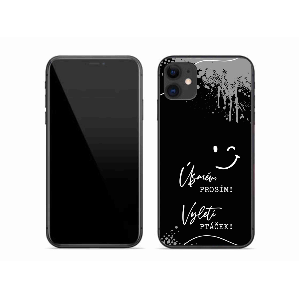 Gelový kryt mmCase na iPhone 11 - vtipný text 4 černé pozadí