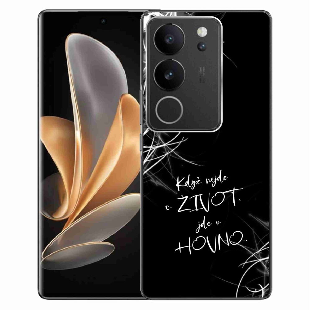 Gelový kryt mmCase na Vivo V29 5G - vtipný text 16 černé pozadí